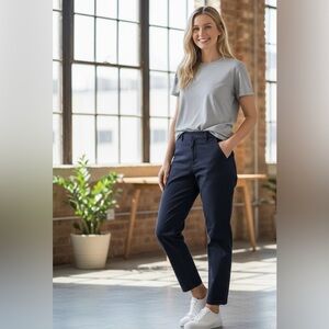NWT Prana Pine Lake Ankle Length Pant Navy Casual Organic Cotton Sustainable